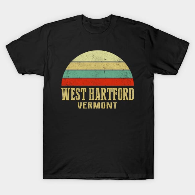 WEST HARTFORD VERMONT Vintage Retro Sunset T-Shirt by LIPTIN